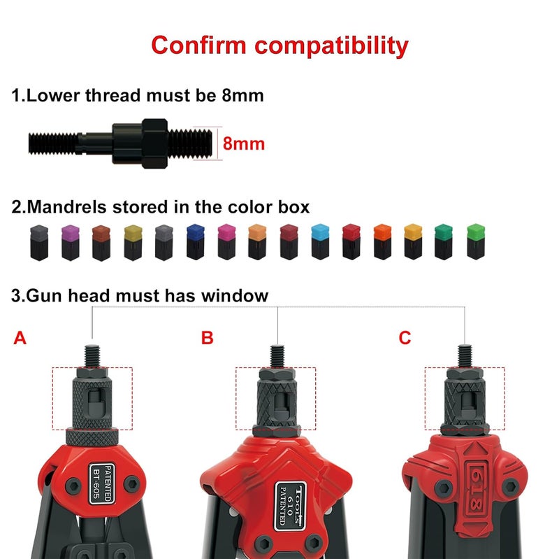 CORWIN Store Hand Rivet nut Tool Mandrel (1/4-20) - Image 2